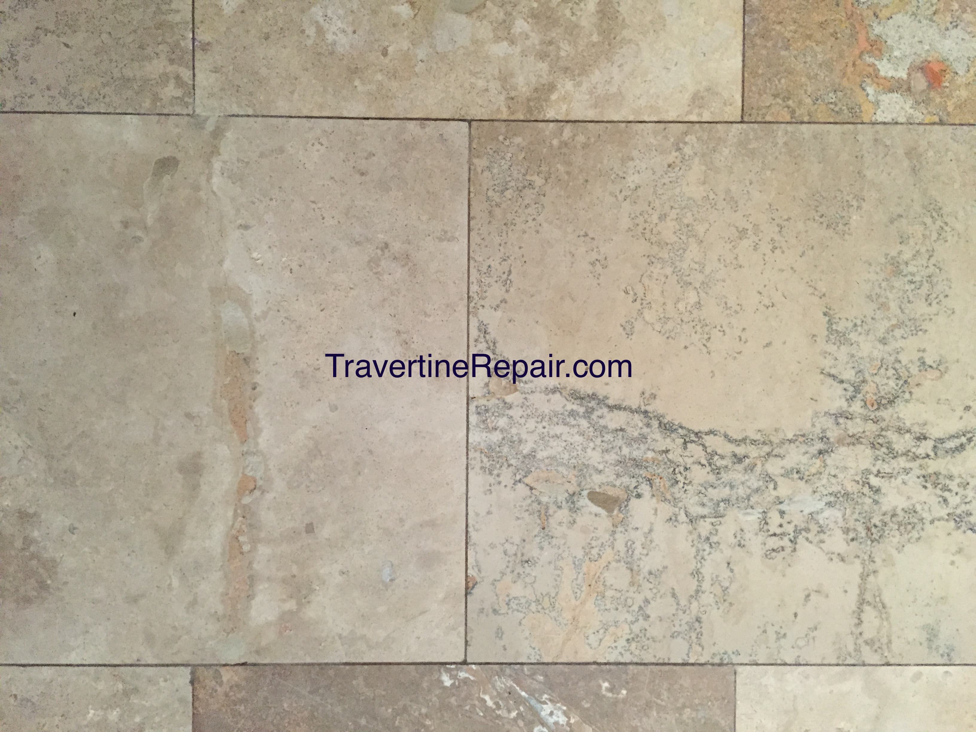 travertine chipping after repairs