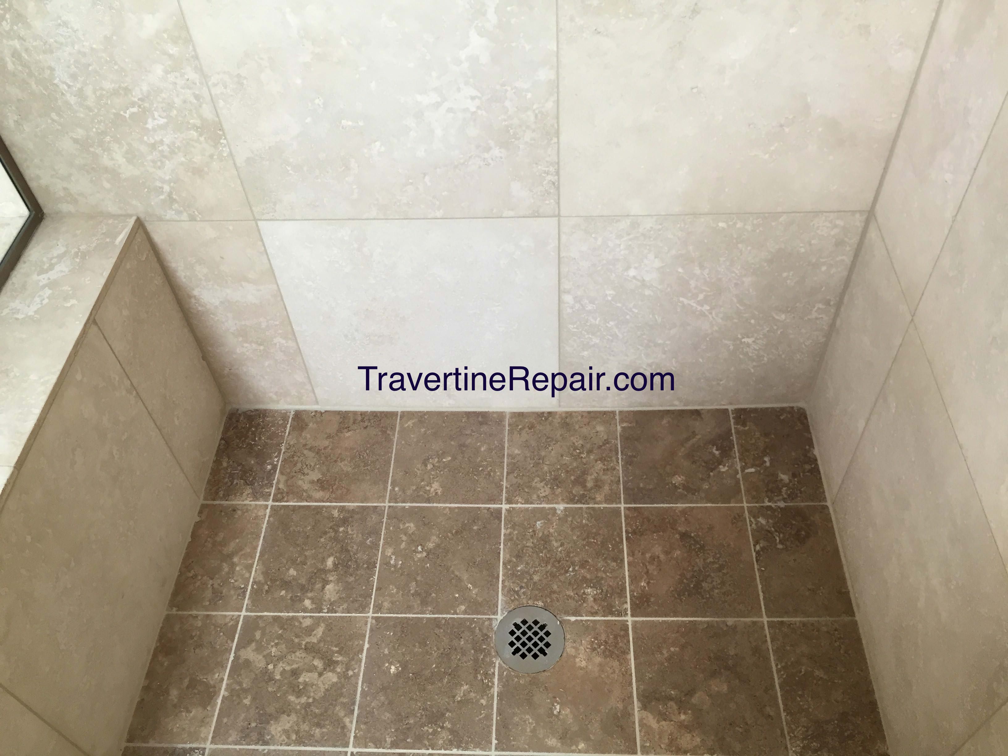 Travertine Shower After Cleaning & Sealing