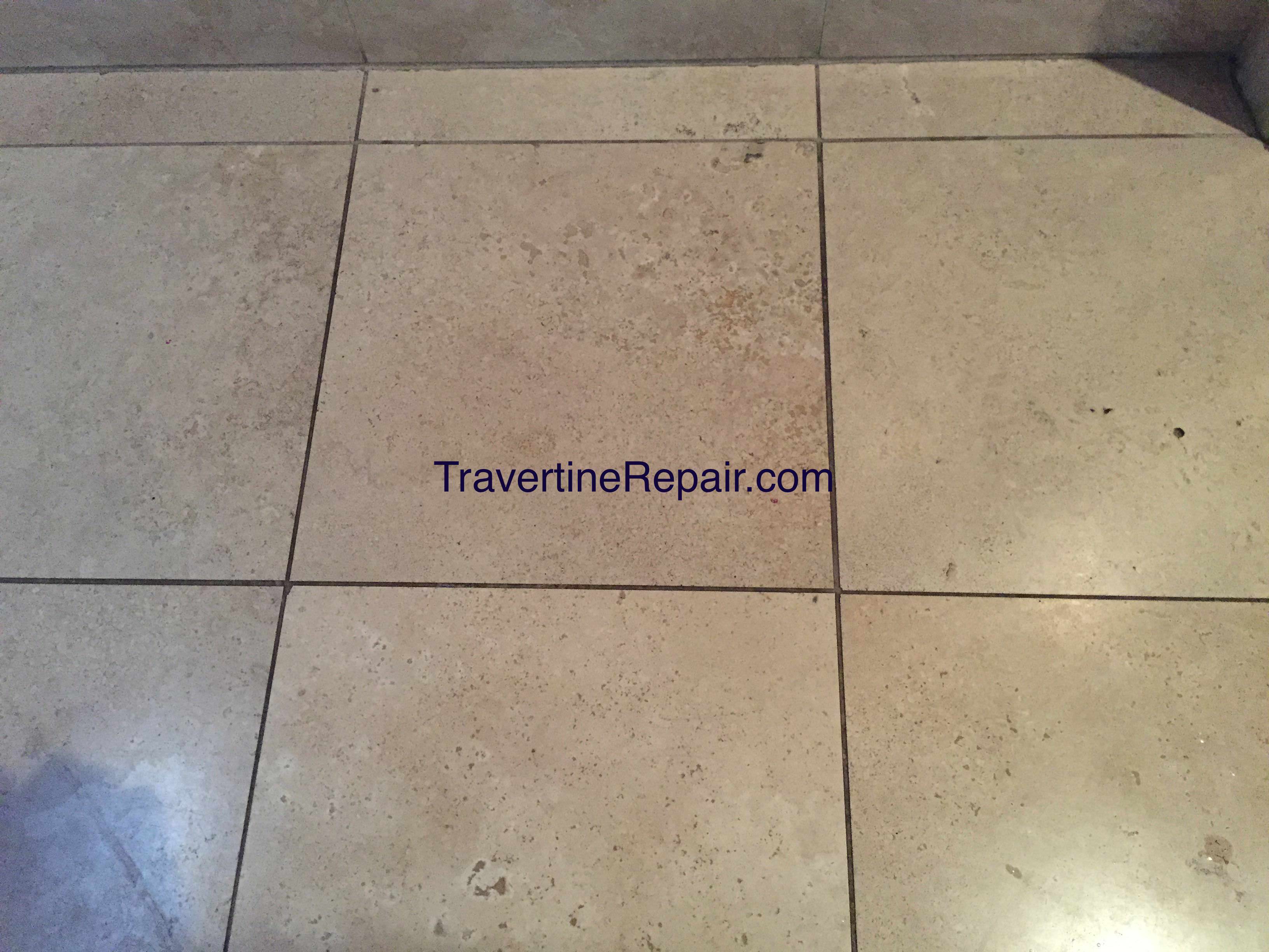 travertine tile before cleaning and sealing