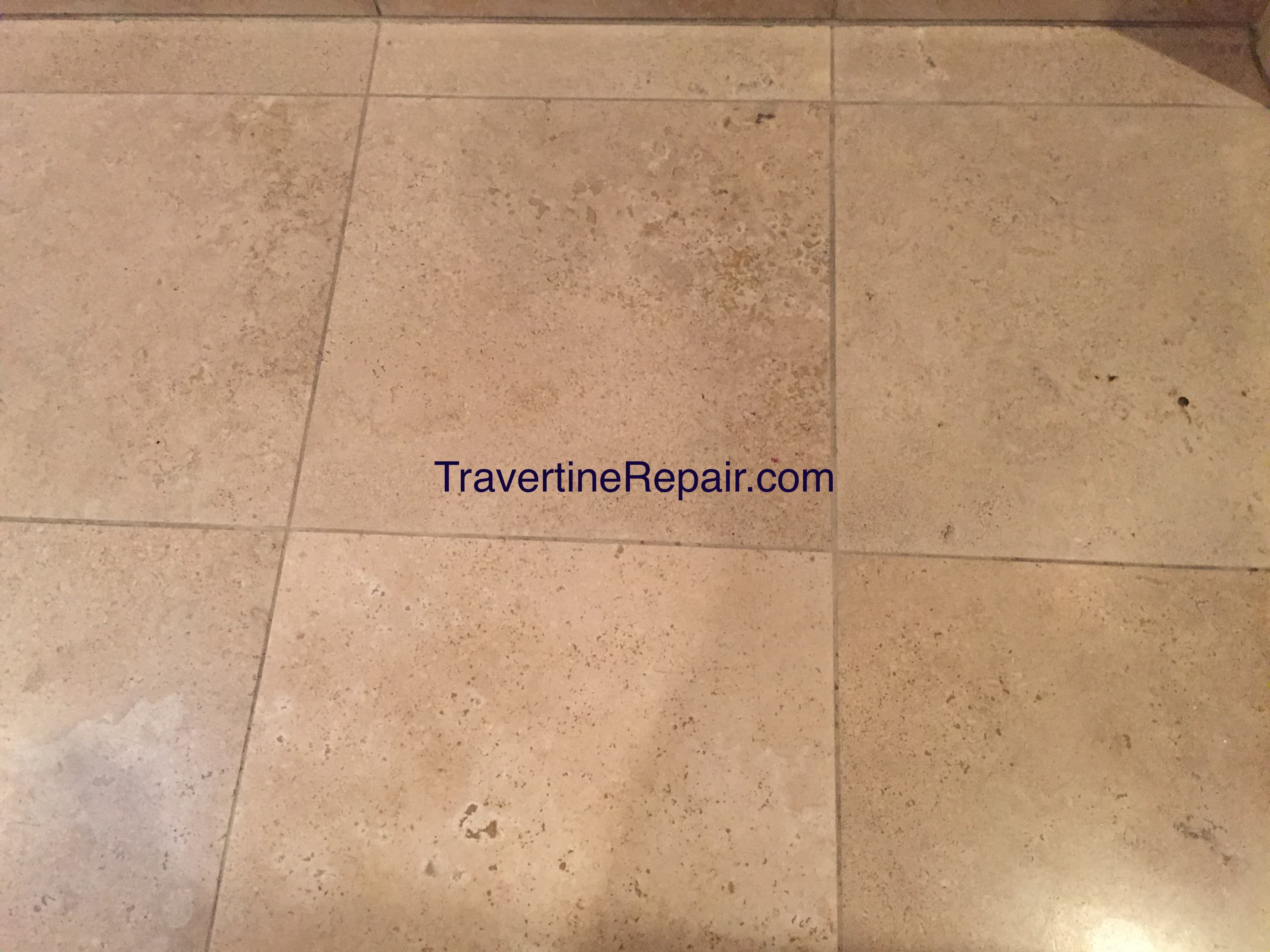 travertine tile after cleaning and sealing
