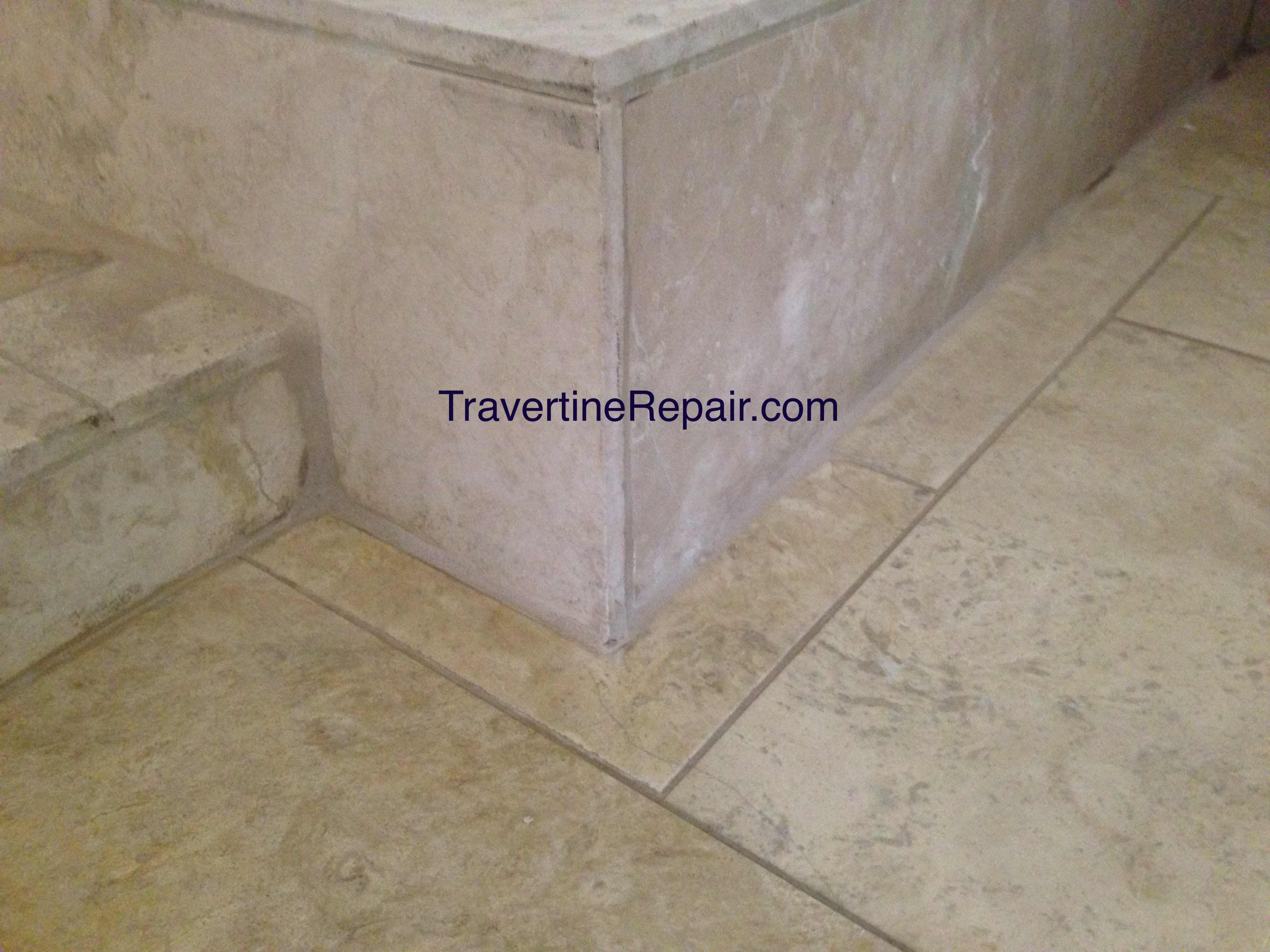 travertine cracked and broken after repairs
