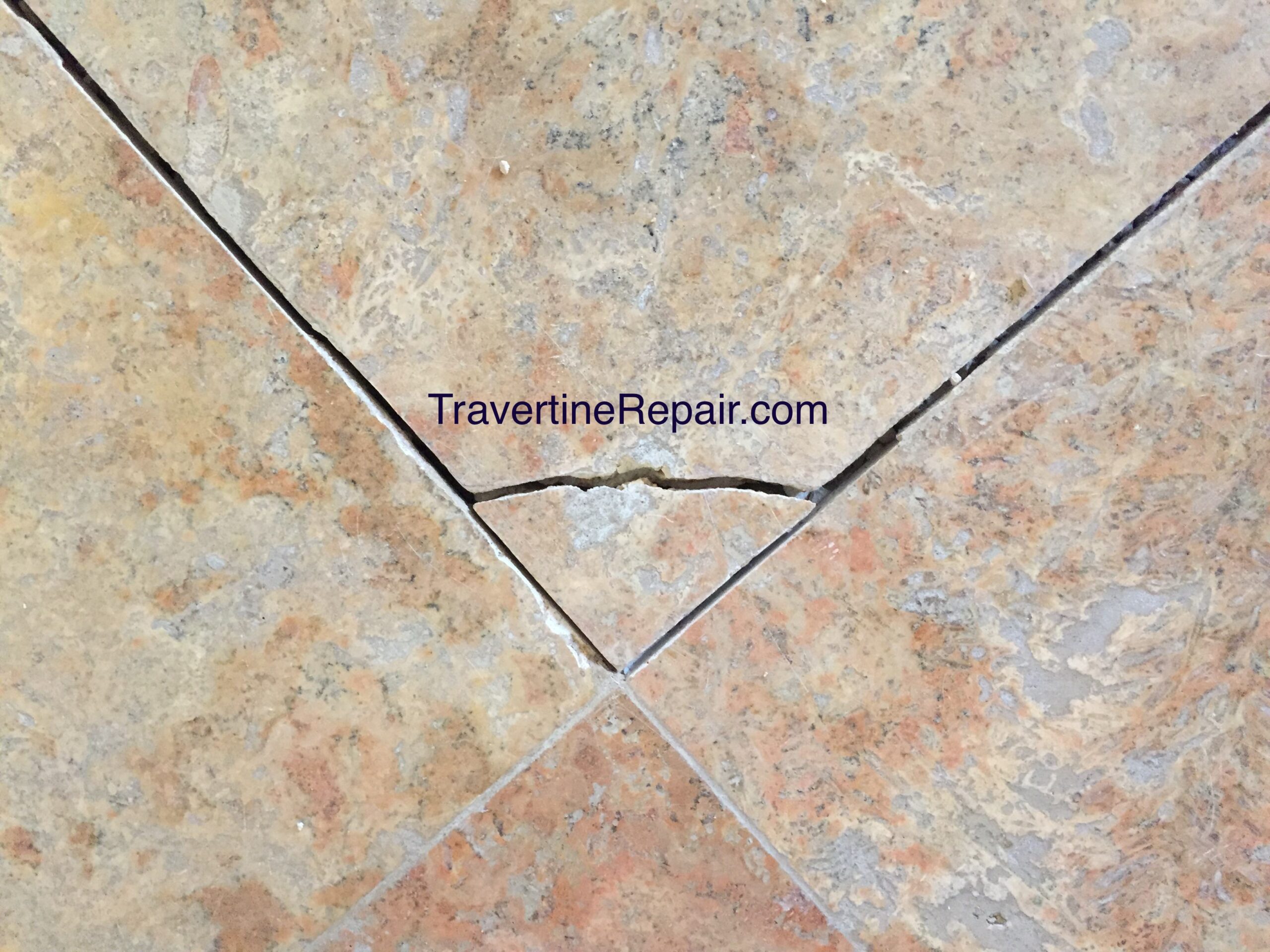 travertine crack before repair