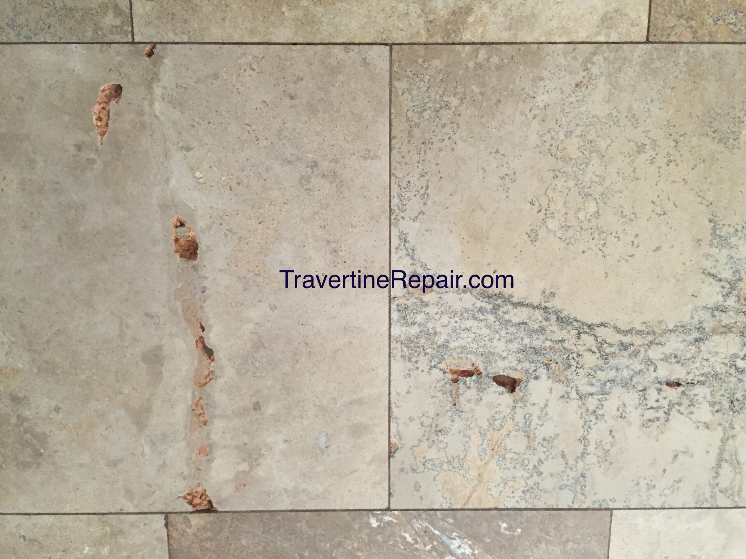 travertine chipping before repairs